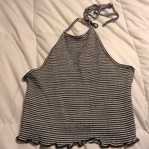 B&W Striped halter crop top